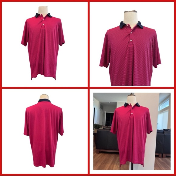 F&G Tech Men’s Classic Polo Shirt. Red, Navy. Large - Picture 10 of 11